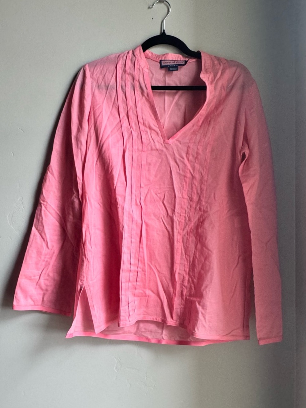 Vineyard Vines Pink Cotton Popover Top Preppy Coastal Classic M Coquette Resort